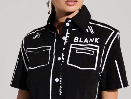 BLANK SPACE BUTTON DOWN CROP SHIRT For Discount