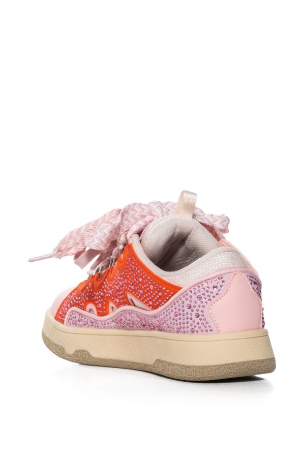 AZALEA WANG CINNABAR PINK AND ORANGE EMBELLISHED SNEAKER Cheap