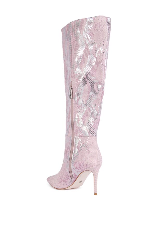 AZALEA WANG CASHY SNAKE EMBOSSED PINK STILETTO BOOT Online