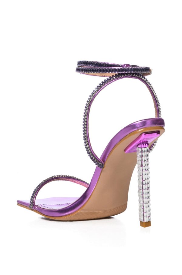 AZALEA WANG ELVEN PURPLE DIAMOND HEEL SANDAL Online Hot Sale