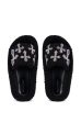 AZALEA WANG SUTTONED BLACK CROSS EMBELLISHED SLIP ON SANDAL on Sale