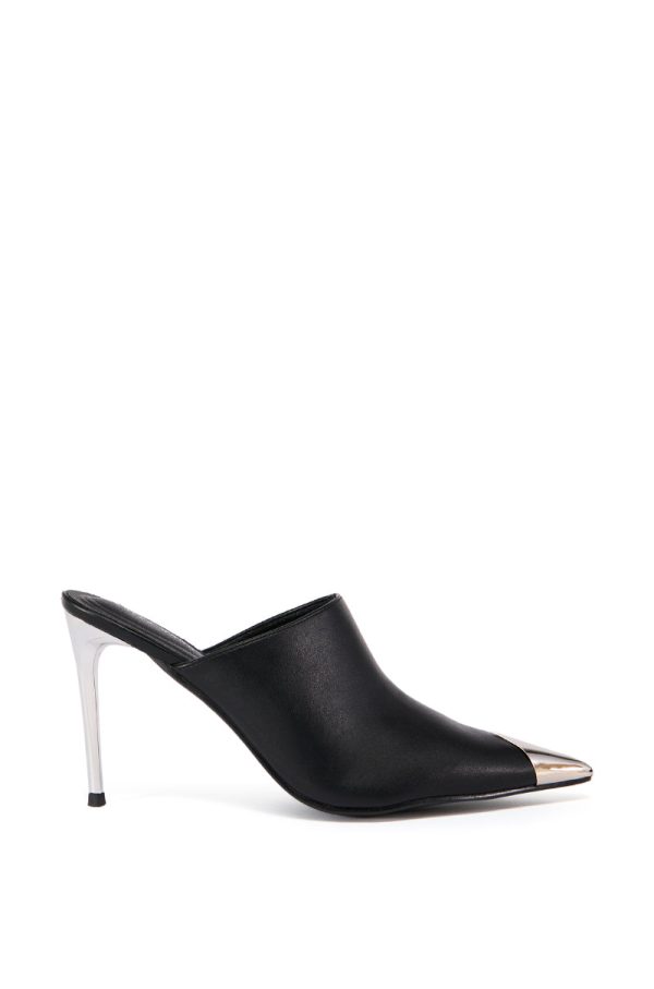 AZALEA WANG RUCHIKA BLACK METAL POINTED TOE PUMP For Cheap