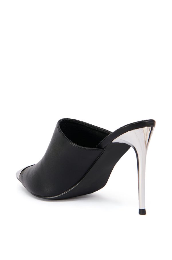 AZALEA WANG RUCHIKA BLACK METAL POINTED TOE PUMP For Cheap