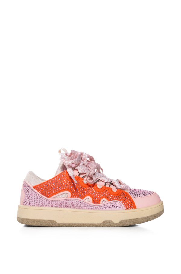 AZALEA WANG CINNABAR PINK AND ORANGE EMBELLISHED SNEAKER Cheap