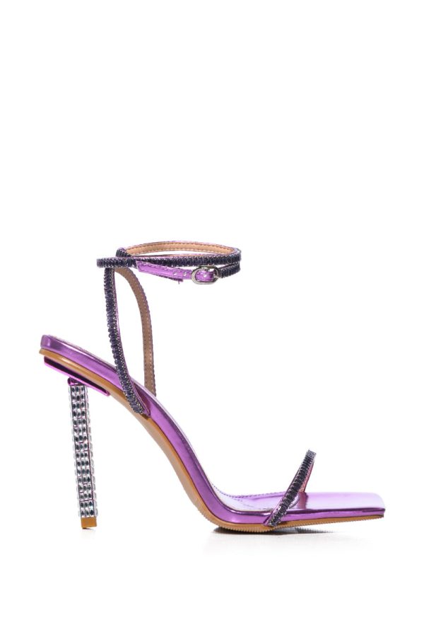 AZALEA WANG ELVEN PURPLE DIAMOND HEEL SANDAL Online Hot Sale