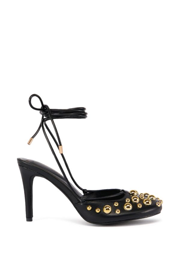 AZALEA WANG AMADEUS BLACK EMBELLISHED PUMP Discount