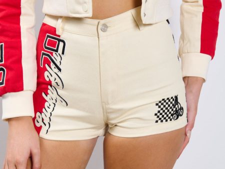 LUCKY ME EMBROIDERED SHORTS Online now