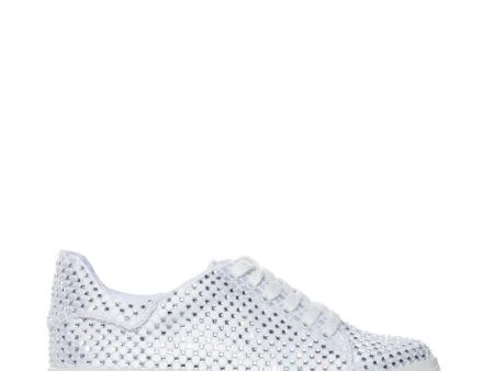 AZALEA WANG COPE 12 WHITE SPARKLE FLAT SLIP ON SNEAKER Online now