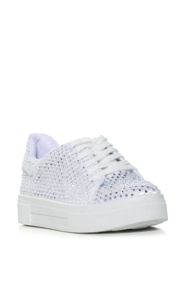 AZALEA WANG COPE 12 WHITE SPARKLE FLAT SLIP ON SNEAKER Online now