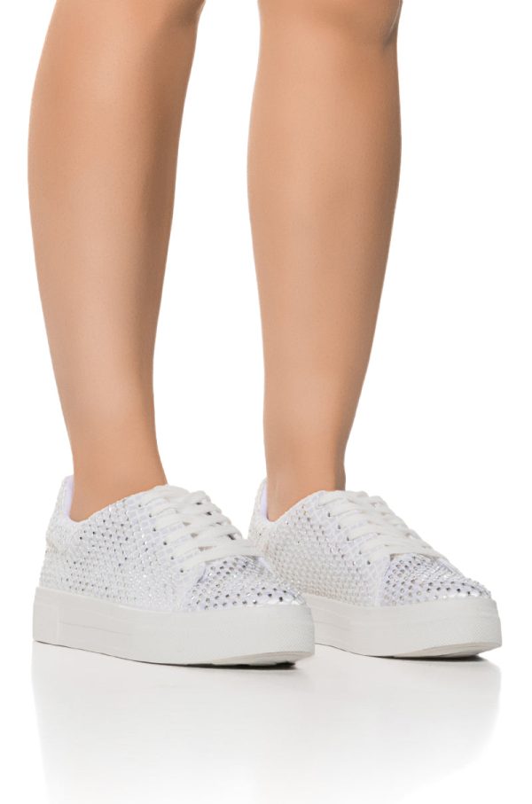 AZALEA WANG COPE 12 WHITE SPARKLE FLAT SLIP ON SNEAKER Online now