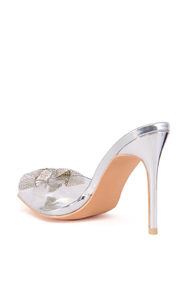 AZALEA WANG VIHAAN PVC PUMP WITH SILVER RHINESTONE BOW For Discount