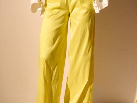 BIG BOOTY HIGH WAIST WIDE LEG TROUSER IN YELLOW Sale