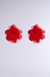 LOVE YOU STATEMENT FLOWER STUD EARRING IN RED Supply