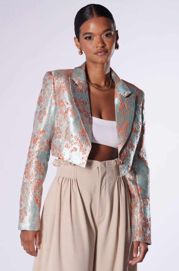 CELIA CROPPED BROCADE BLAZER Cheap