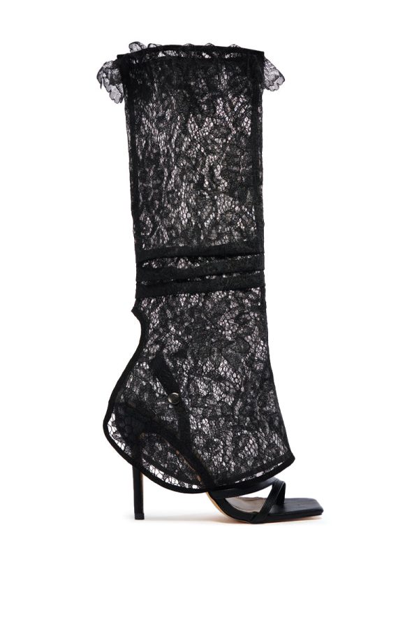 LOVEY DOVEY BLACK LACE GLADIATOR STILETTO SANDAL Hot on Sale