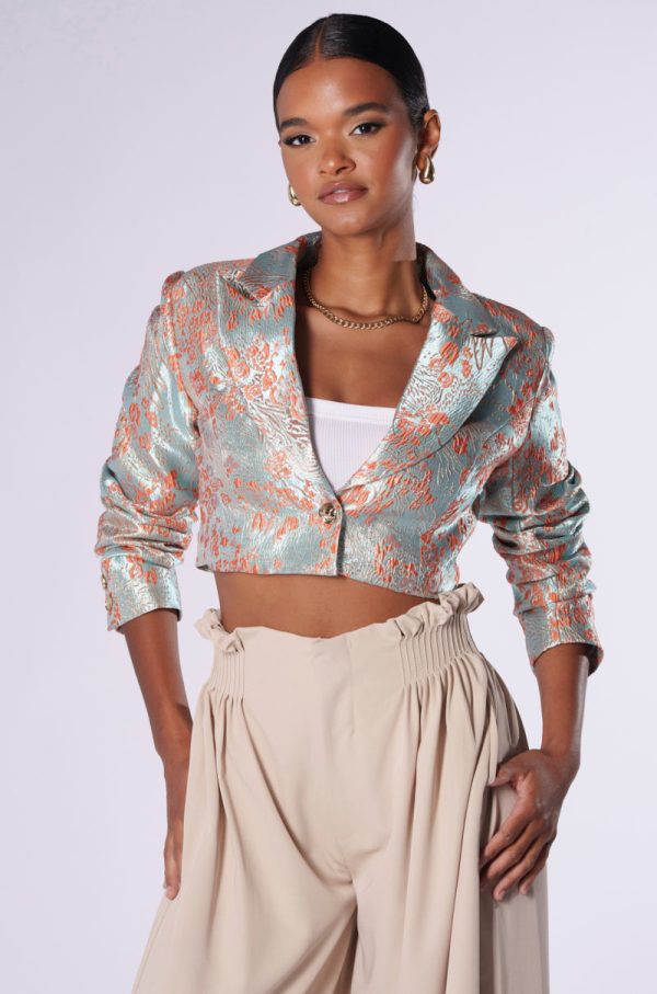 CELIA CROPPED BROCADE BLAZER Cheap