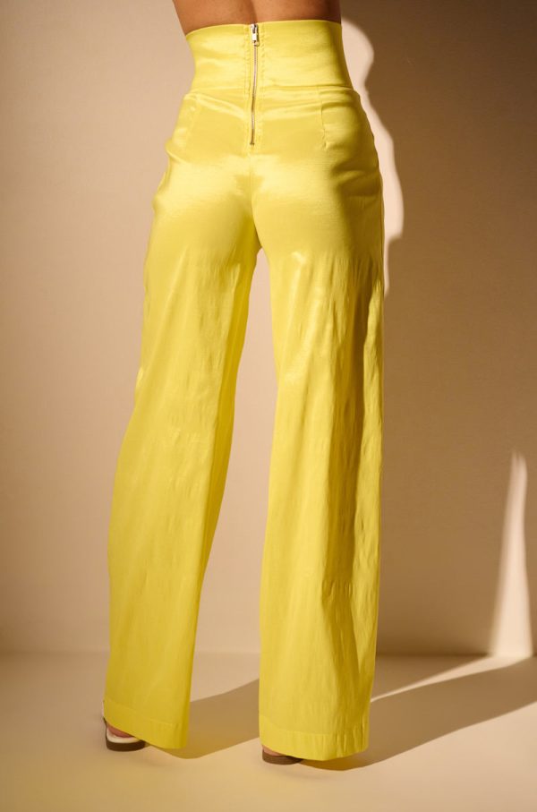 BIG BOOTY HIGH WAIST WIDE LEG TROUSER IN YELLOW Sale