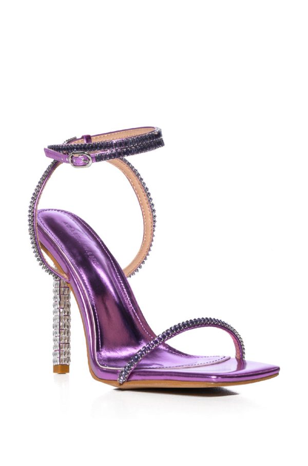 AZALEA WANG ELVEN PURPLE DIAMOND HEEL SANDAL Online Hot Sale