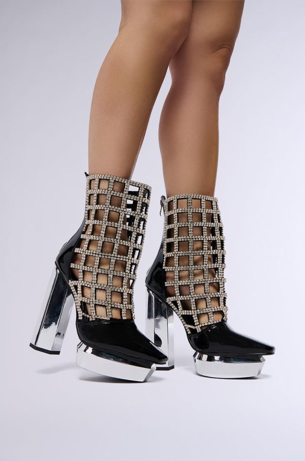 AZALEA WANG AURI BLACK CAGED BOOTIE Online