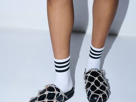 AZALEA WANG SHYLAH BLACK DIAMOND ROPE NETTED FLAT Online now