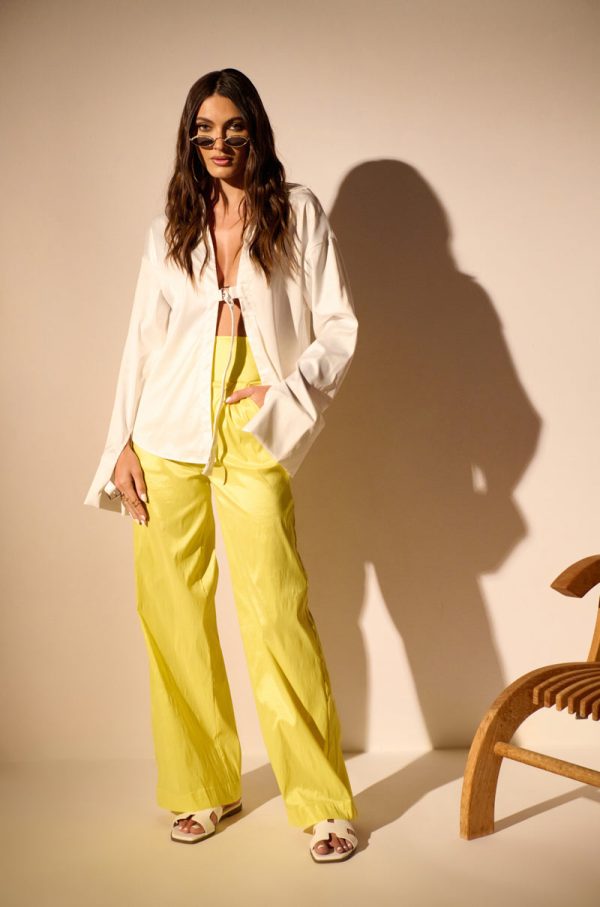 BIG BOOTY HIGH WAIST WIDE LEG TROUSER IN YELLOW Sale