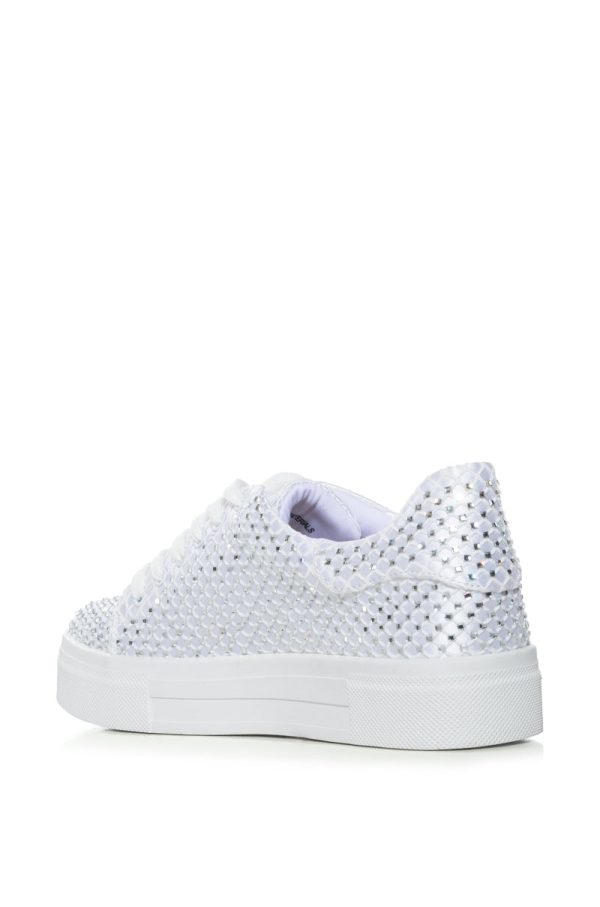 AZALEA WANG COPE 12 WHITE SPARKLE FLAT SLIP ON SNEAKER Online now