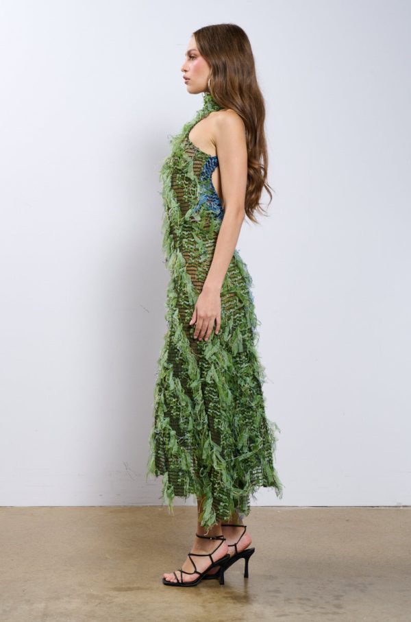 IT FACTOR MESH MAXI DRESS IN GREEN on Sale