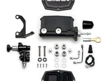 Wilwood Compact Tandem M C - 15 16in Bore w Bracket and Valve fits Mustang (Pushrod) - Black For Cheap