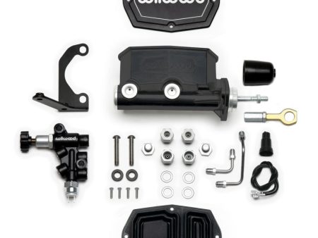 Wilwood Compact Tandem M C - 7 8in Bore w Bracket and Valve fits Mustang (Pushrod) - Black For Cheap