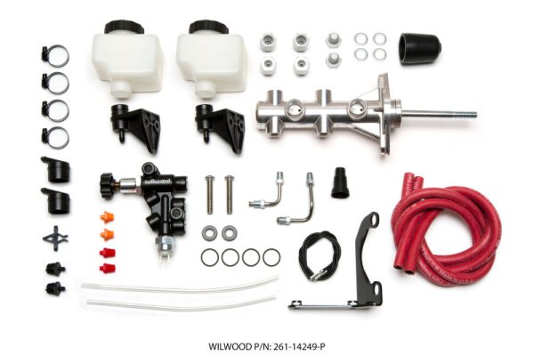 Wilwood Tandem Remote M C Kit w L H Brkt & Prop Valve - 7 8in Bore Ball Burnished-W Pushrod Fashion