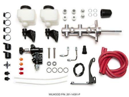 Wilwood Remote Tandem M C - 1.12in Bore - w Bracket and Valve (Pushrod) - Polish on Sale