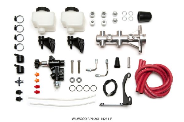 Wilwood Tandem Remote M C Kit w L H Brkt & Prop Valve - 1in Bore Ball Burnished Supply