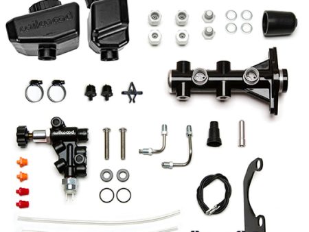 Wilwood Remote Tandem M C Kit w Brkt and Valve - 1.12in Bore Black Fashion