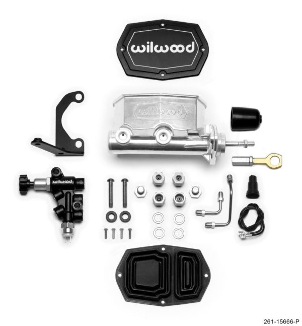 Wilwood Compact Tandem M C - 1.12in Bore w RH Bracket and Valve (Mustang Pushrod) - Ball Burnished Discount