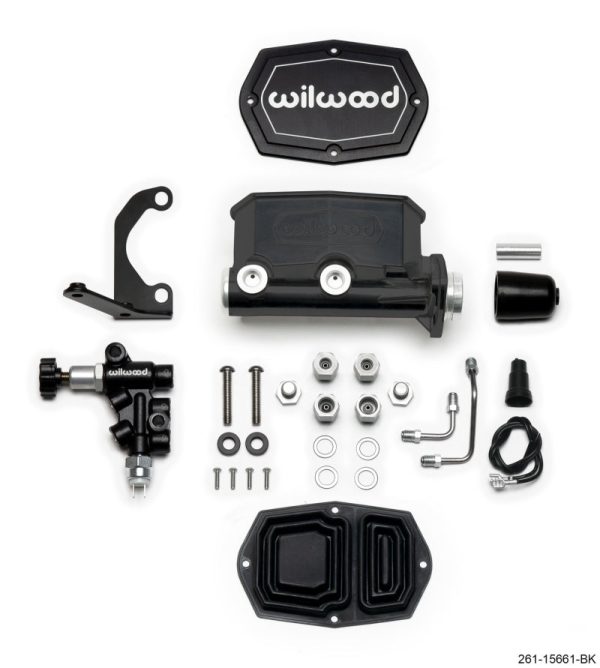 Wilwood Compact Tandem M C - 1in Bore w RH Bracket and Valve - Black Supply