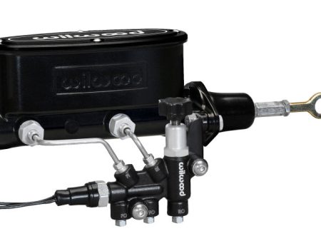 Wilwood HV Tandem M C Kit w L H Bracket & Prop Valve - 7 8in Bore Black-W Push. - Early Mustang For Discount