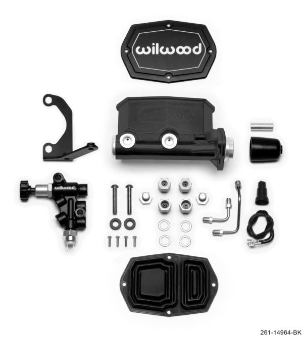 Wilwood Compact Tandem M C - 1.12in Bore - w Bracket and Valve - Black Online now