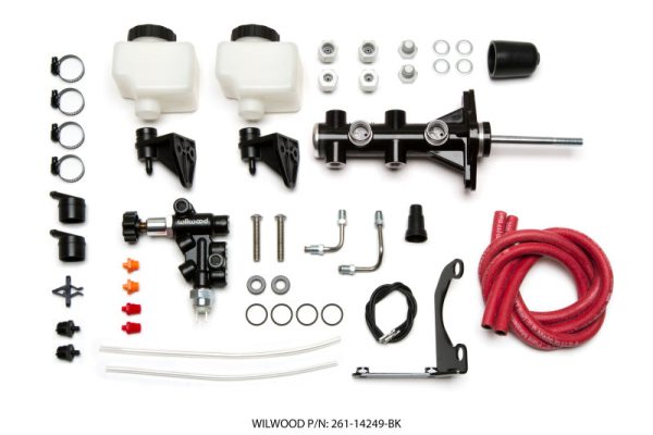 Wilwood Tandem Remote M C Kit w L H Brkt & Prop Valve - 7 8in Bore Black-W Pushrod For Cheap