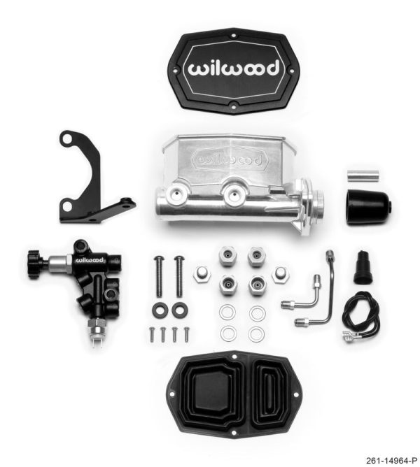 Wilwood Compact Tandem M C - 1.12in Bore - w Bracket and Valve - Ball Burnished For Discount