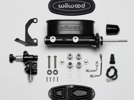 Wilwood HV Tandem M C Kit w L H Bracket & Prop Valve - 15 16in Bore Black-W Pushrod Sale