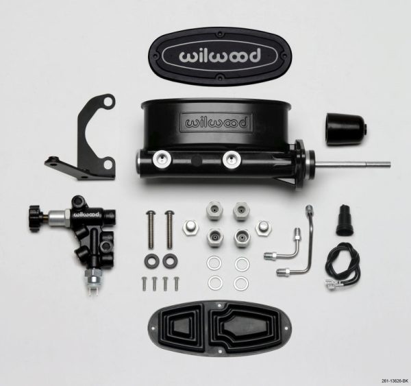 Wilwood HV Tandem M C Kit w L H Bracket & Prop Valve - 15 16in Bore Black-W Pushrod Sale